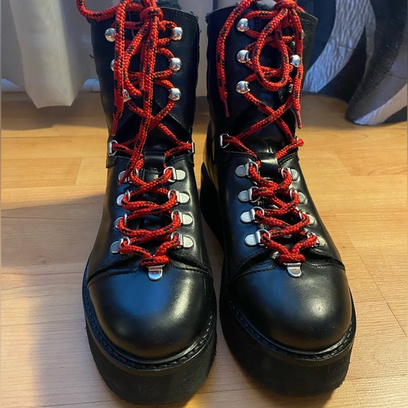 AllSaints Fae Shearling Combat Boots Sz 37 - Picture 3 of 16